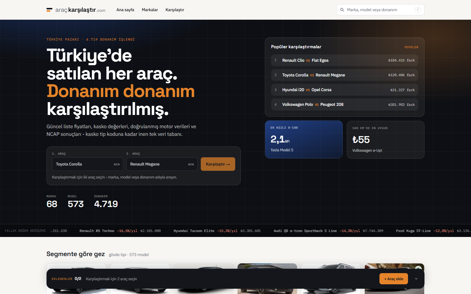 Araç Karşılaştır — screenshot